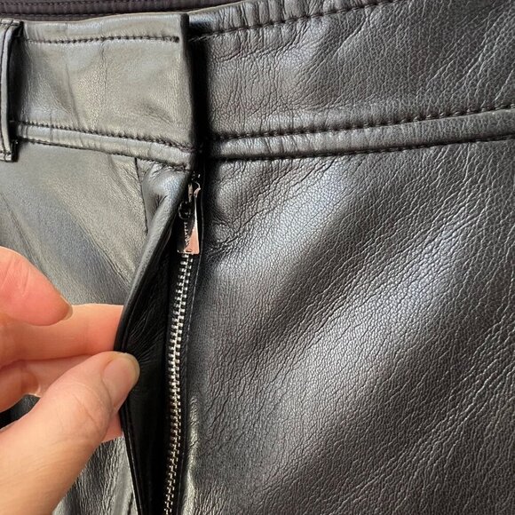 Babaton  faux leather Pleated wide legs pants, Black, Size 2 K44 - Picture 7 of 12